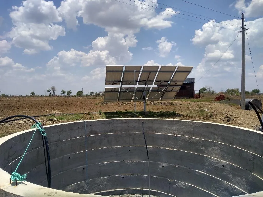 A solar pump beside a well
